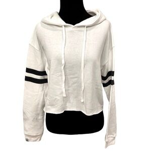 Acrux Womens Cropped Cozy Hoodie White/Dark Gray Size Small NWOT